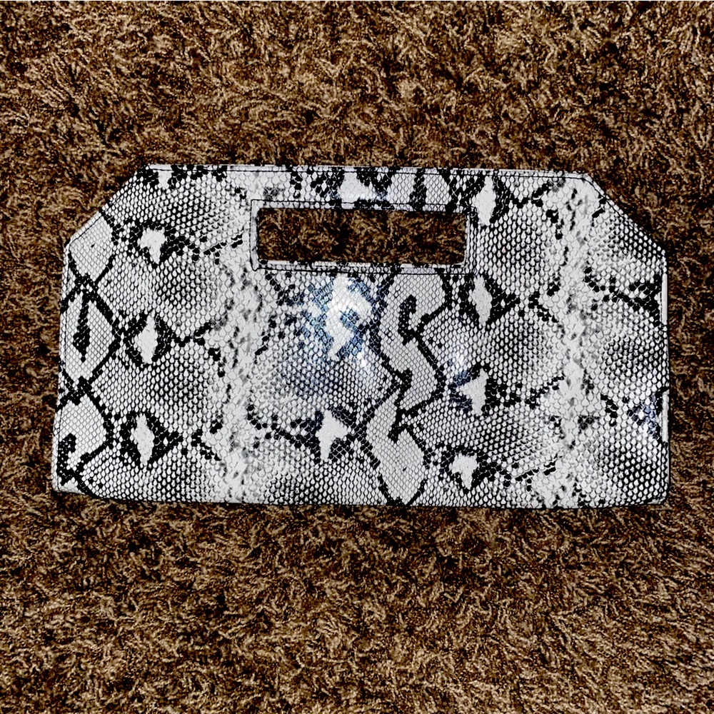 Express Snake Print Clutch Purse Black and White
